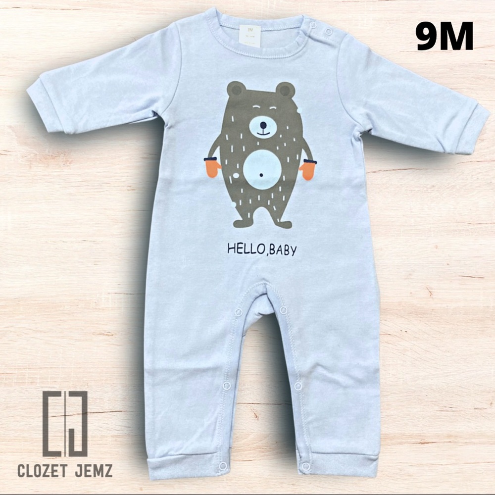 9 Month New Infant Romper - Winter Bear Long Sleeve